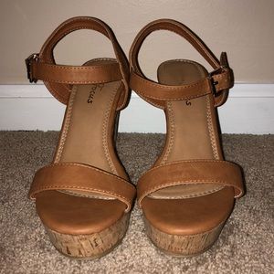 Tan wedges, size 8